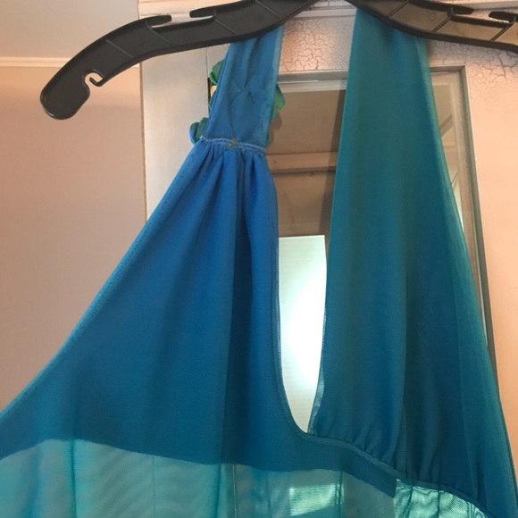 SOLD!!! Ema Savahl Halter Crop Top Flowers Blue Green S/M - Picture 9 of 16